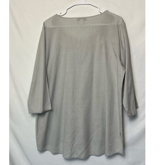Coldwater Creek Women’s XL Gray Linen Blend 3/4 Sleeve Pullover Tunic Top Casual - Picture 2 of 7